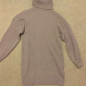 Light brown turtle neck sweater dress